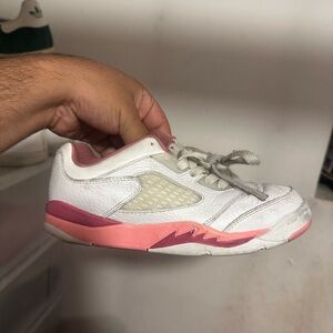 Jordan Kids White and Pink Sneakers